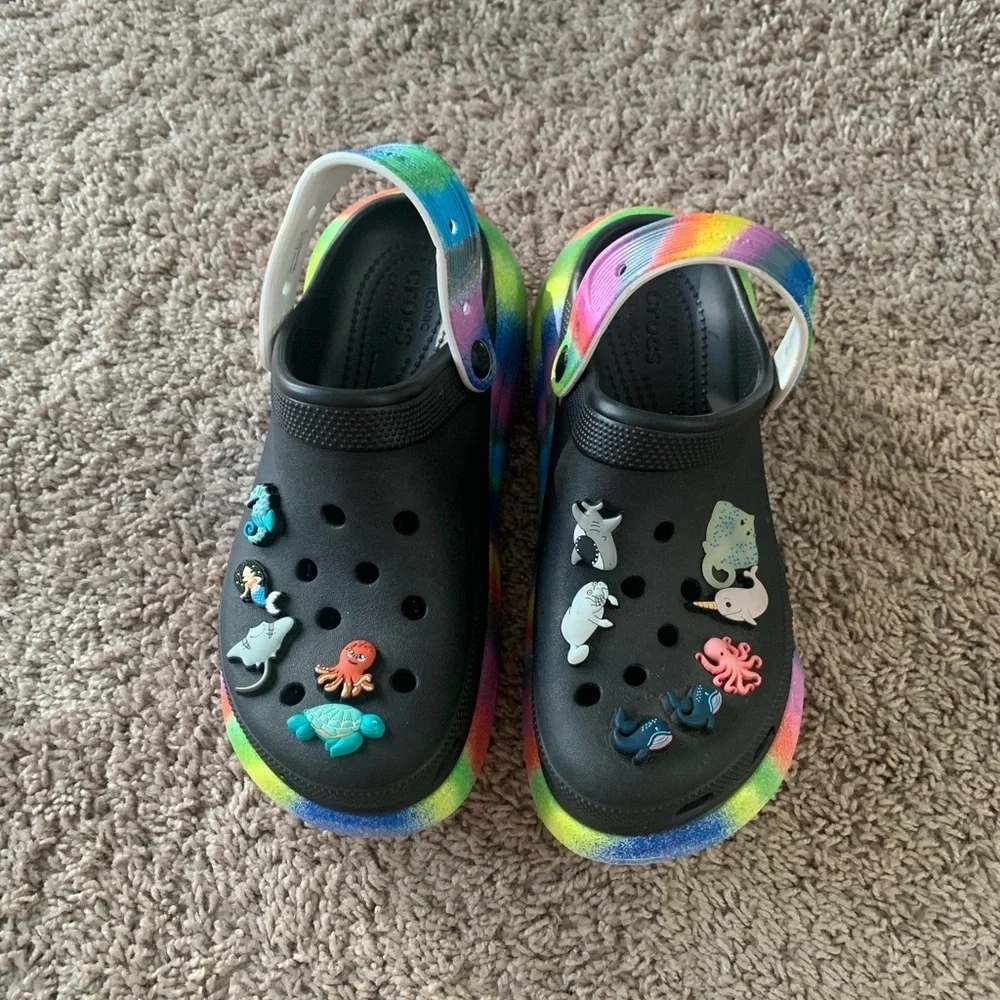 Crocs Multi Spray Dye Platform Clogs Sandals